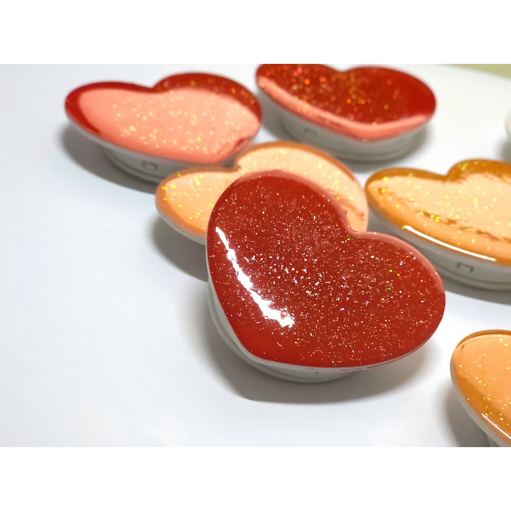 Suporte Pop Socket Coração Glitter Universal Retrátil Para Celular