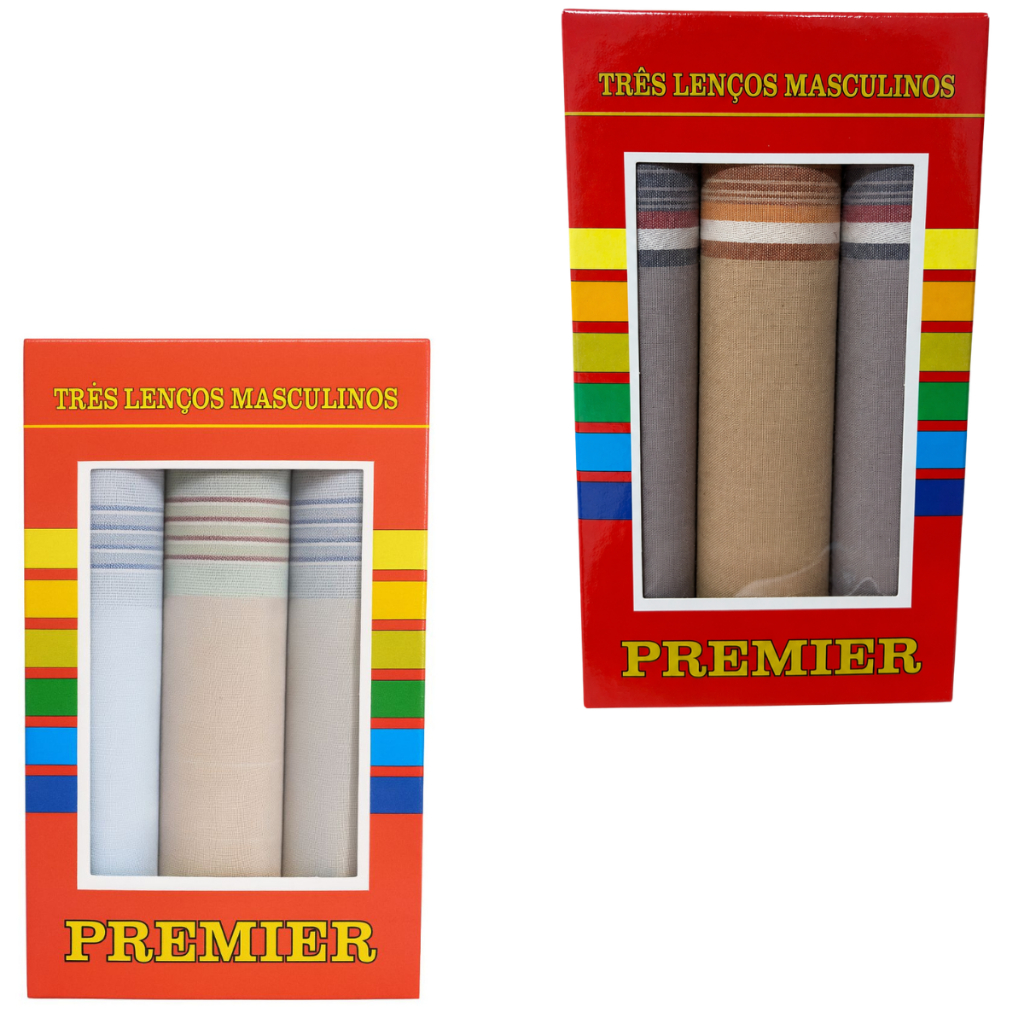 Kit 6 Lenços Tecido 100% Algodão Premier 32x32 Presente Pais