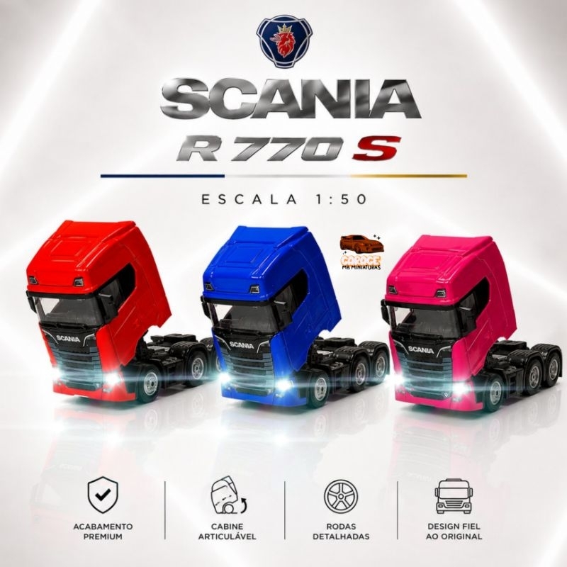 Miniatura de Ferro Caminhão Volvo/Scania Fricção Coleção Diecast Metal