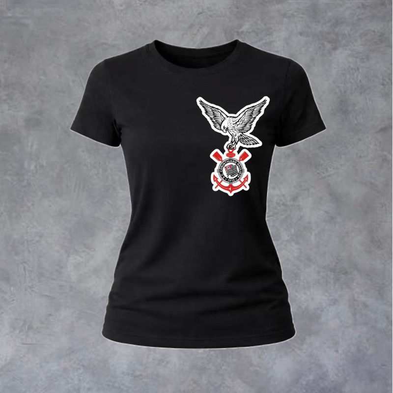 Camiseta Feminina Corinthians Timão Gaviões da Fiel Preto ou Branca