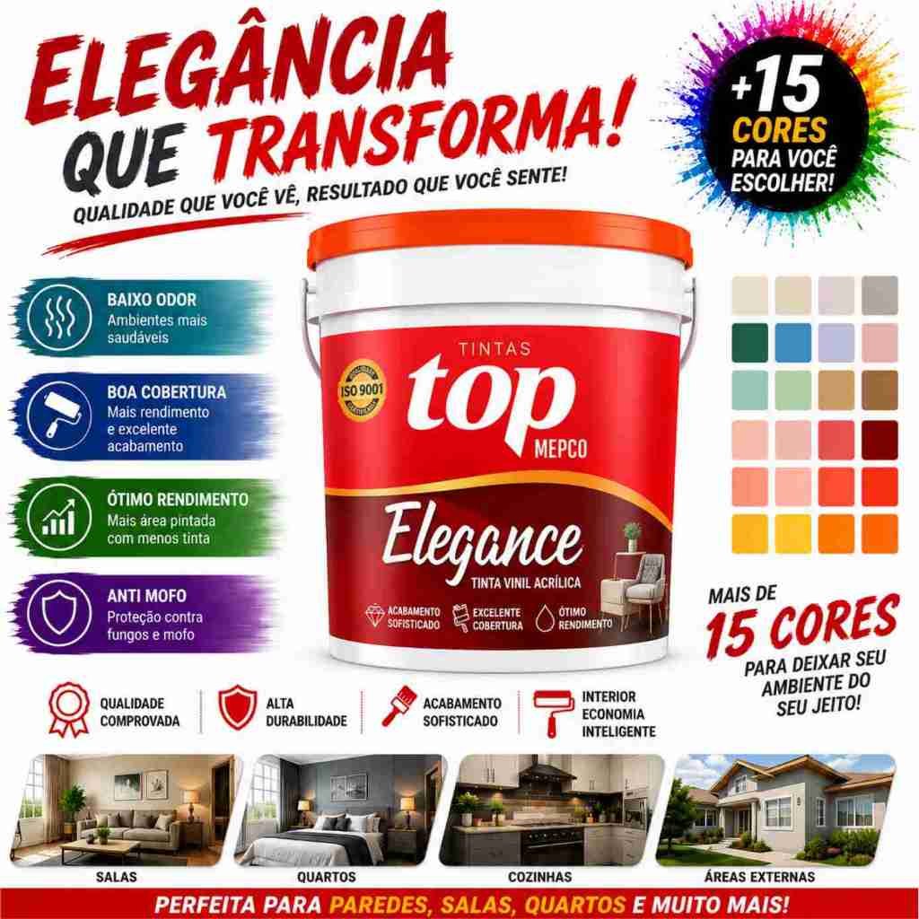 Tinta Acrílica FOSCA Antimofo Elegance 3,6L MEPCO – Disfarce Imperfeições Máximo Rendimento