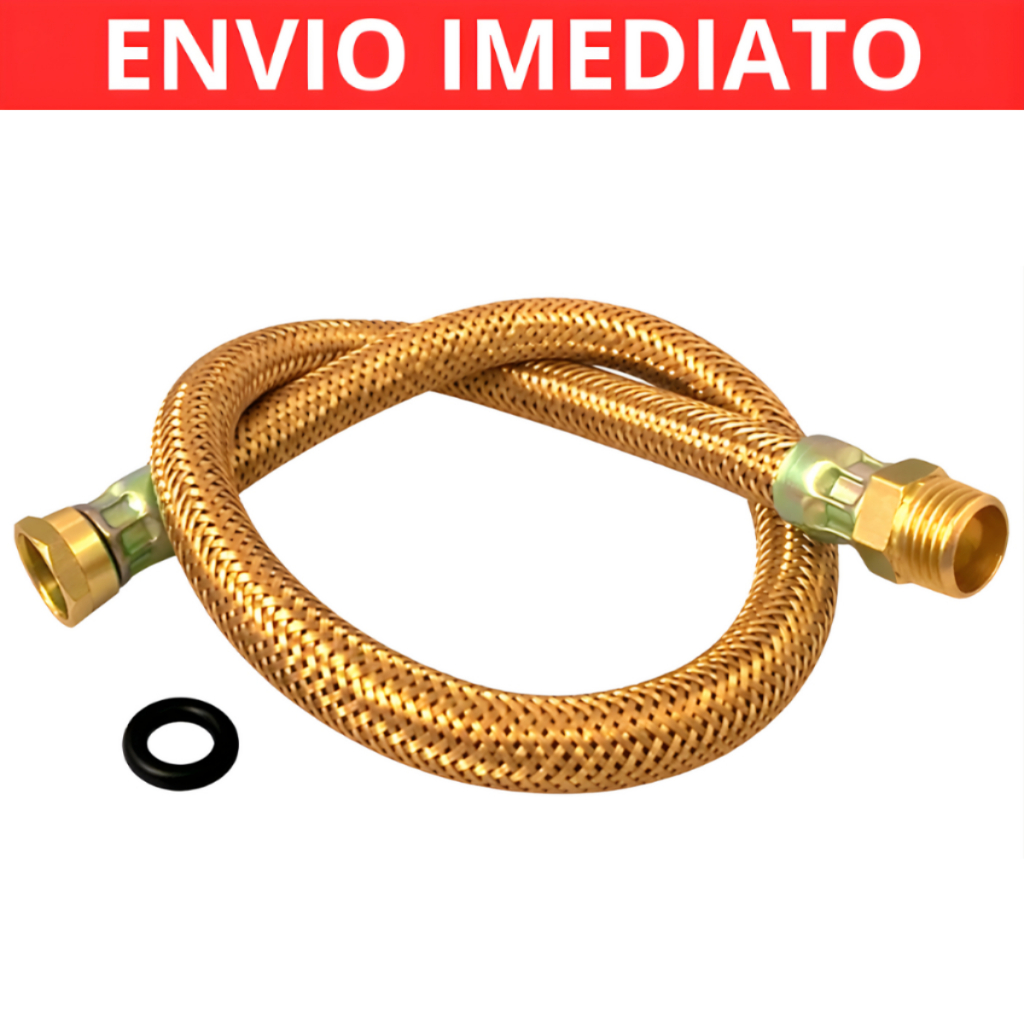 Mangueira Gas Encanado 2,00m, 1,20m, 1,00m, 80cm,60cm,40cm Cobre Metálica Flexivel Aquecedor Apartamento Cooktop