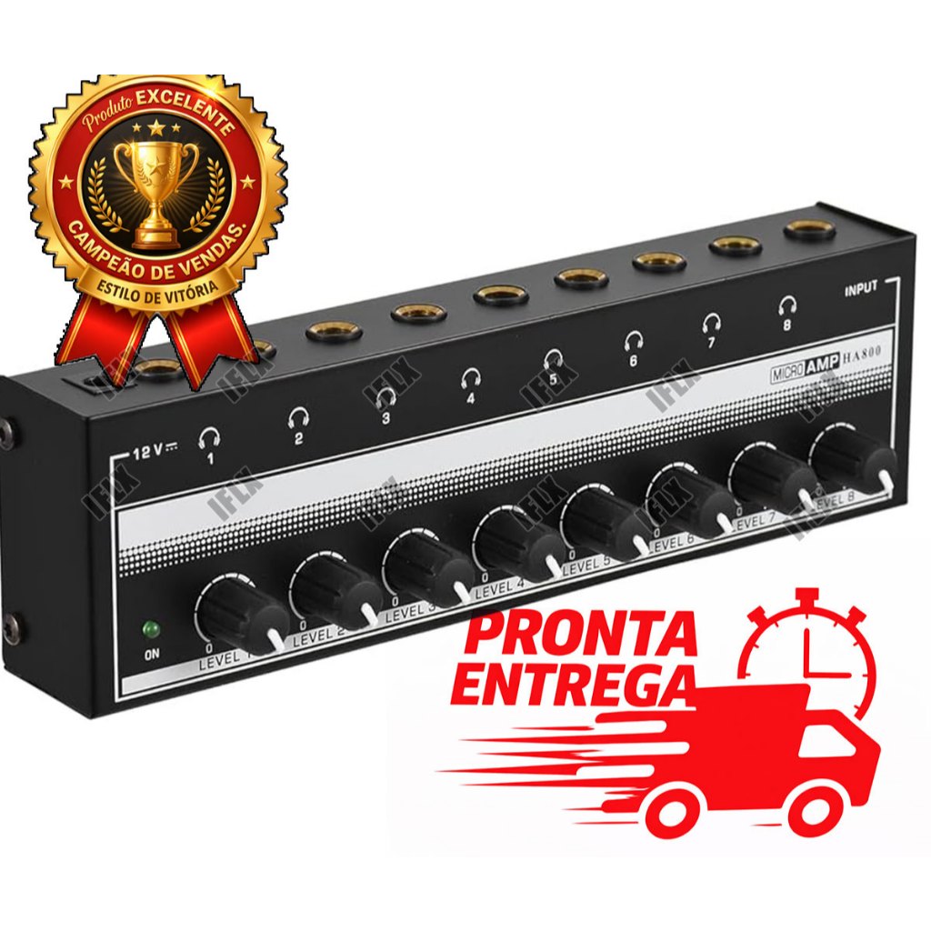 Amplificador De Fones Ouvido ha-800 Power Play MICROAMP Ha800 home studio 8 canais