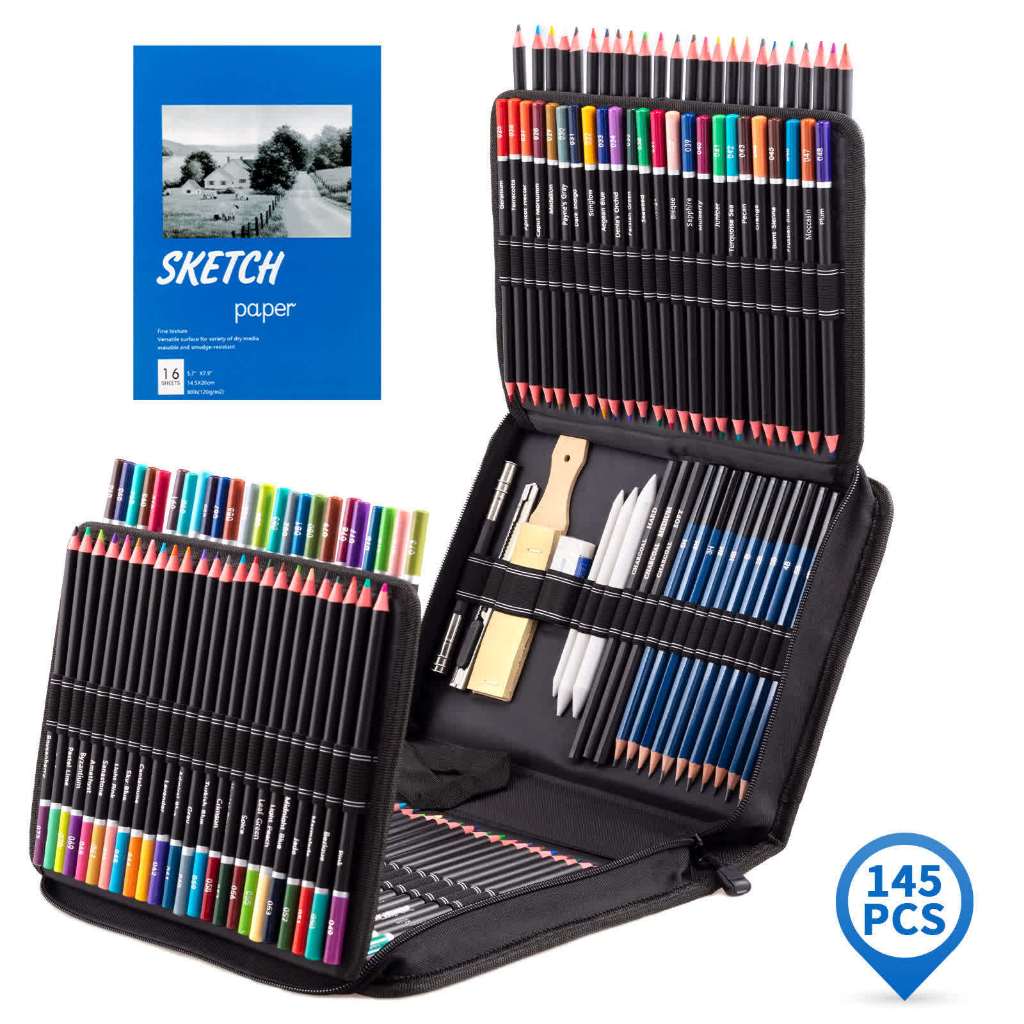 Estojo de Lápis De Desenho Arte Profissional 35 71 96 Peças  - Kit de Arte Completo