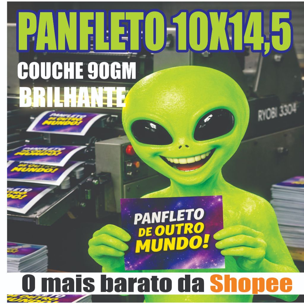 1000 Panfleto,  10x14,5cm - 4x0 - couche brilho 90 gramas