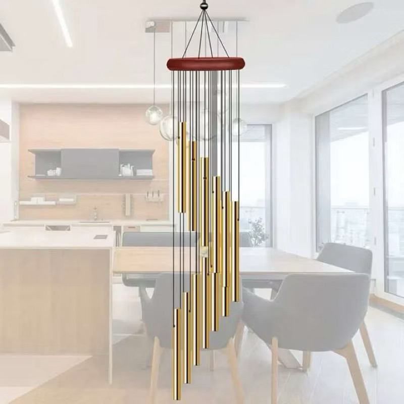 Sino dos Ventos Mensageiro 18 Tubos Dourados de Aluminio 89,5cm
