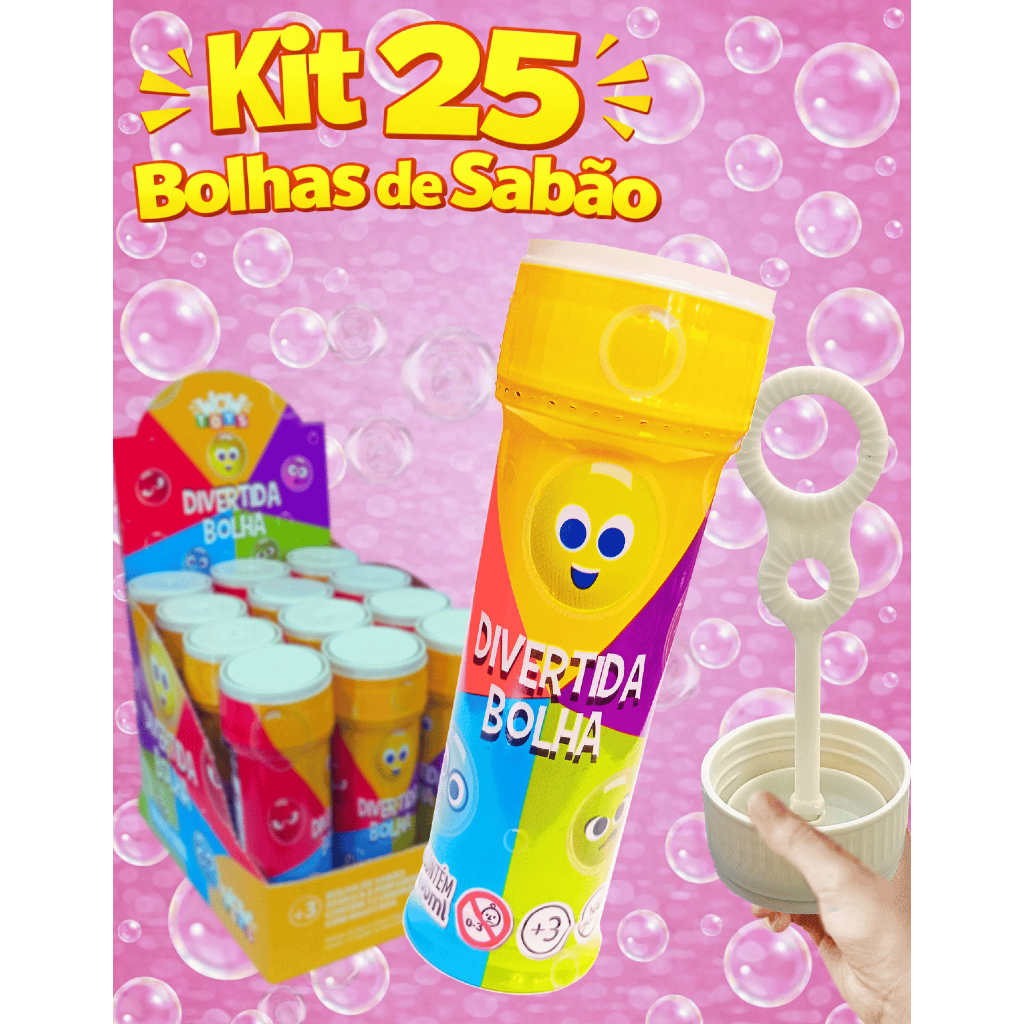 Kit 25 Bolhas de Sabão bolinha Lembrancinha de aniversario infantil sacolinha surpresa festa atacado