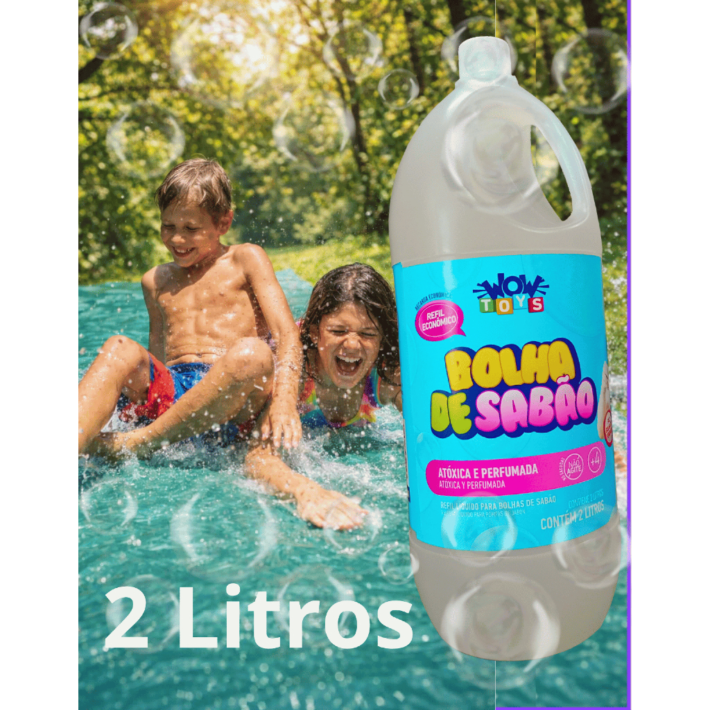 Refil bolha de sabão bubble 2 Litros  para maquina e brinquedo Wowtoys bolinha de sabão atóxico