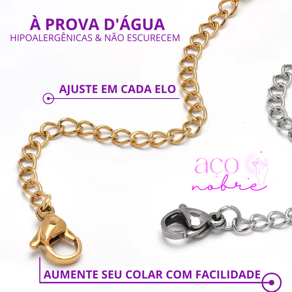Extensor Colar Pulseira Tornozeleira Aço Inox 316l Regulador 5cm Joias Ajuste Tamanho Não Enferruja