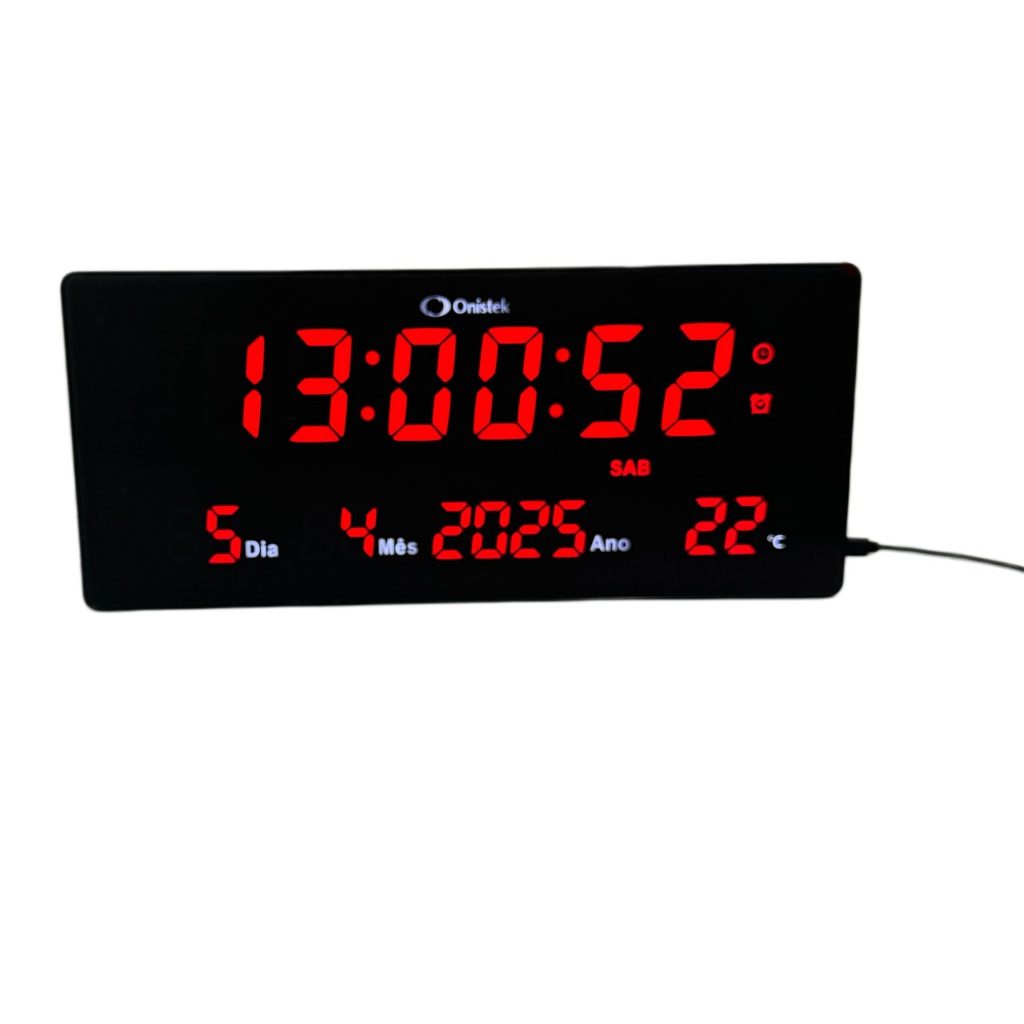 Relógio De Parede Led Digital 36cm Alarme Data Termomentro