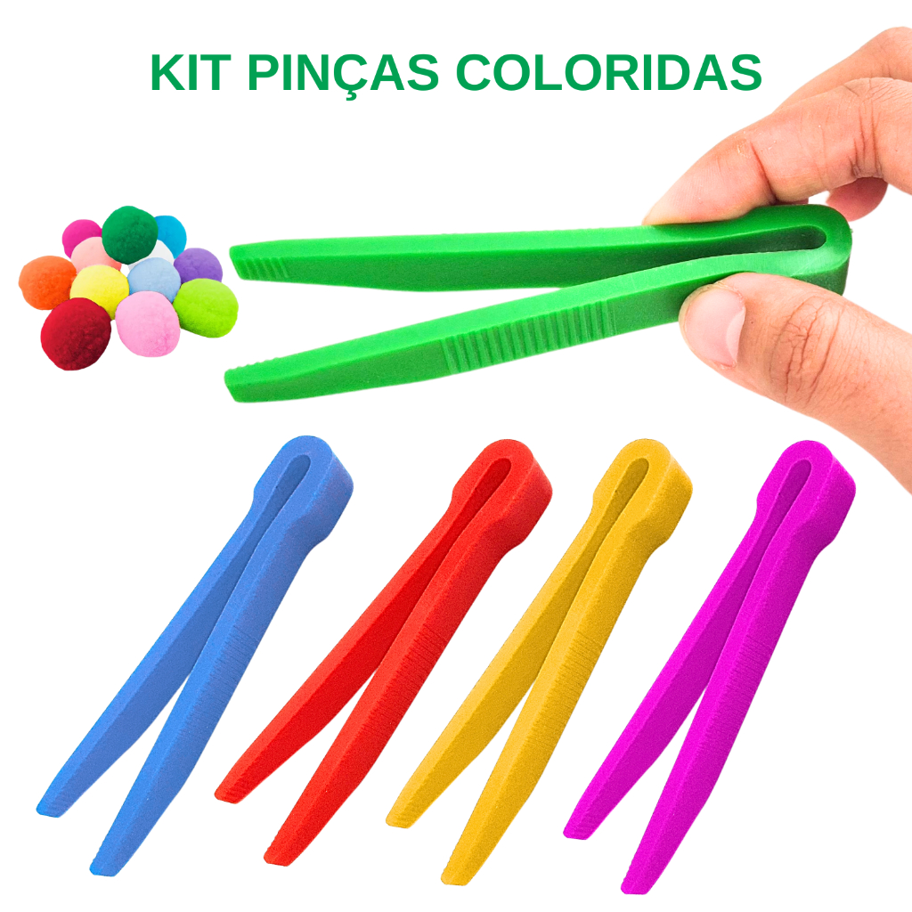 Pinça Colorida Plástica Infantil Coordenação Motora Fina Preensão