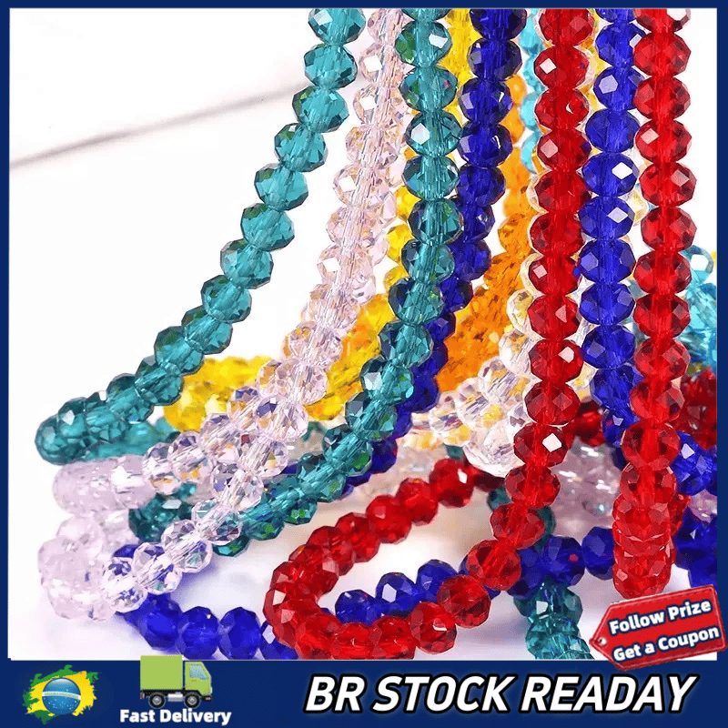 ✅[BR Seller] Kit 10 Fios de Cristal 6mm Flat Facetado Vidro 85 à 90 Cristais Contas por fio 64 Cores