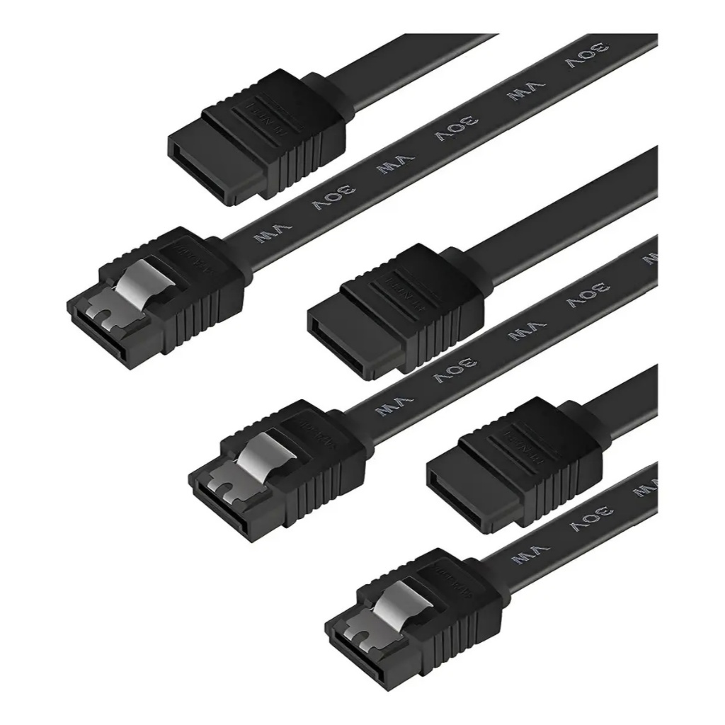Cabo SATA 3 40cm Preto - Compatível SATA I, II, III, Trava Tipo Clip, Cabo Flexível