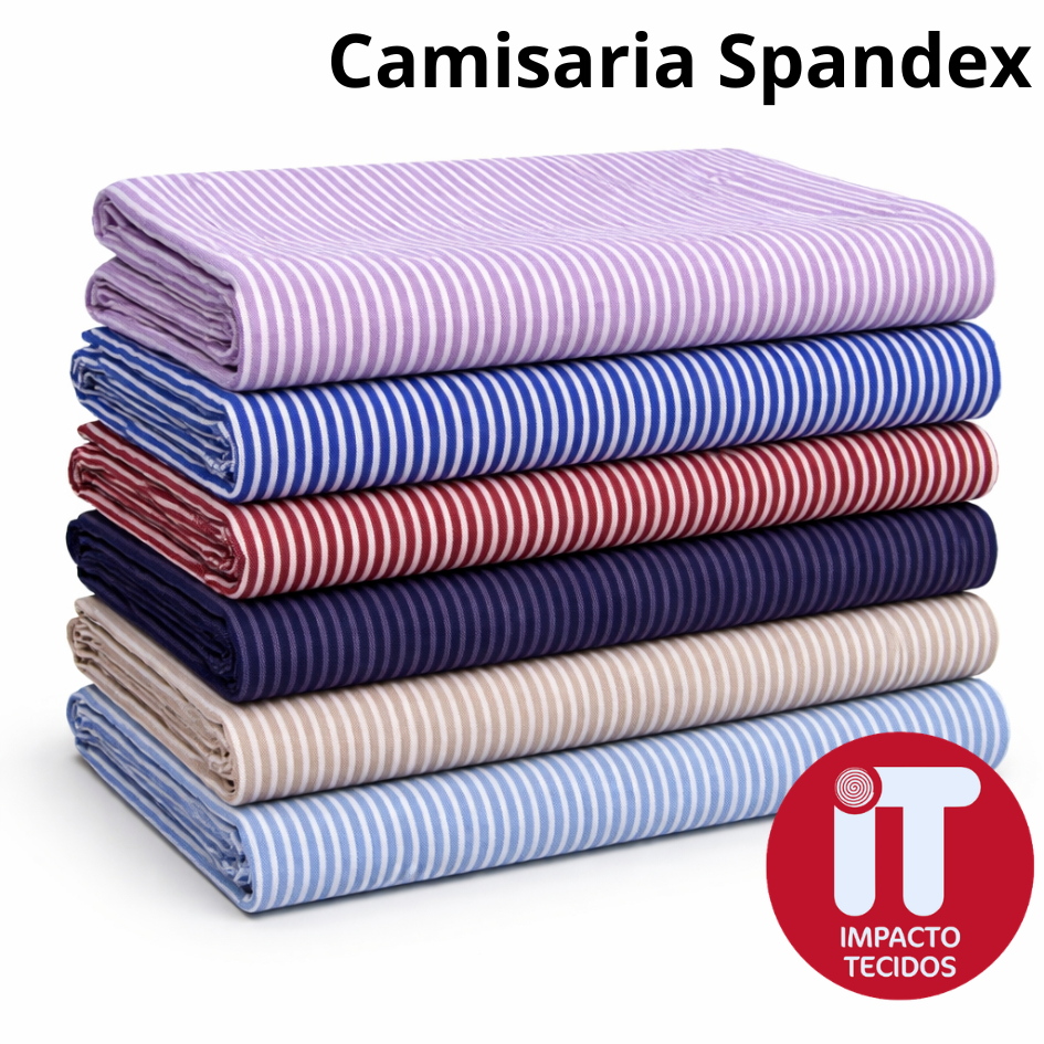 Tecido Crepe Camisaria Spandex 1 metro x 1,40 Camisaria Listrado com Elastano