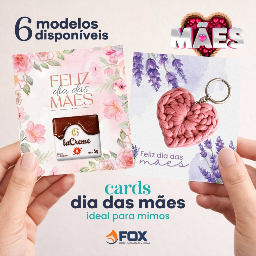Cartão para Mimo Dia das Mães 9x10cm Papel C2S 300g com Verniz Frente