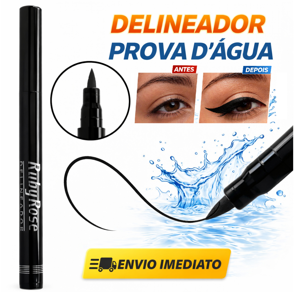 Caneta Delineadora Premium Alta Resistência Ruby Rose | Prova D'água | Secagem Rápida | Ponta ultrafina | Longa Duração