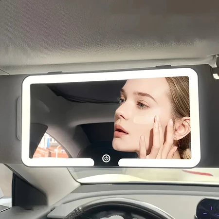 Espelho de Maquiagem para Viseira de Carro – LED com 3 Modos de Luz e Controle Touch (BW4673)