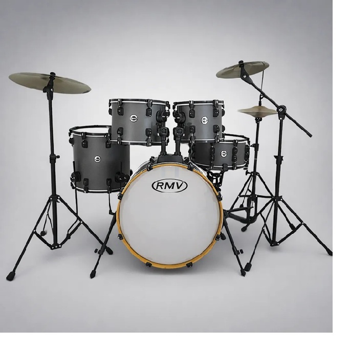 Bateria Completa Rmv Flow Com Duas Estantes De Pratos
