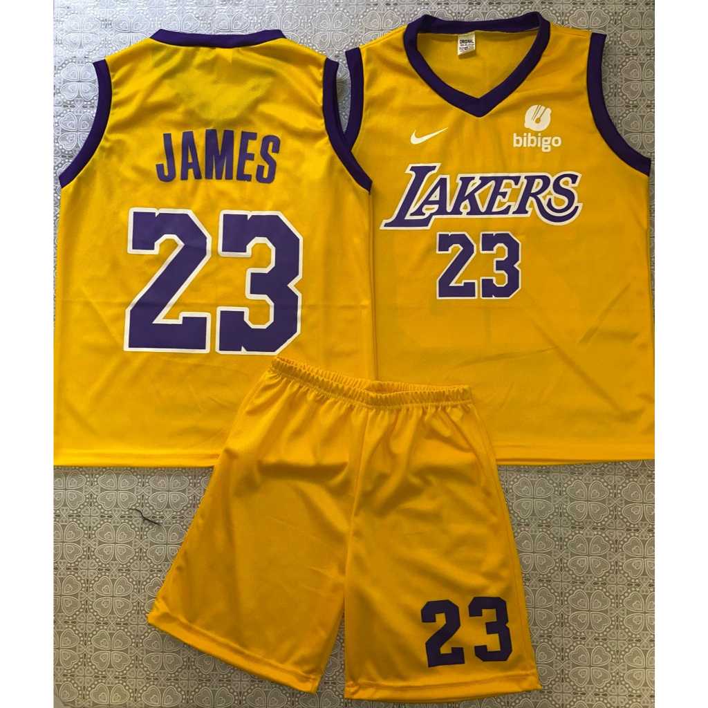 Conjunto Infantil do LOS ANGELES LAKERS com Escudo Bordado Do 08 ao 16