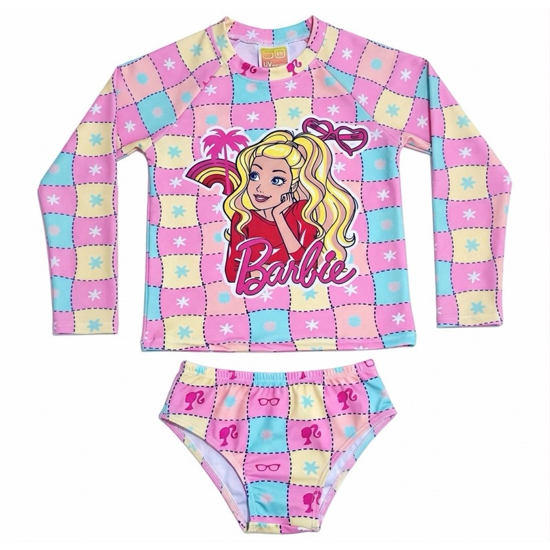 Biquíni Infantil Proteção UV50+ Menina Camisa Térmica Moda Praia Conjunto Calcinha