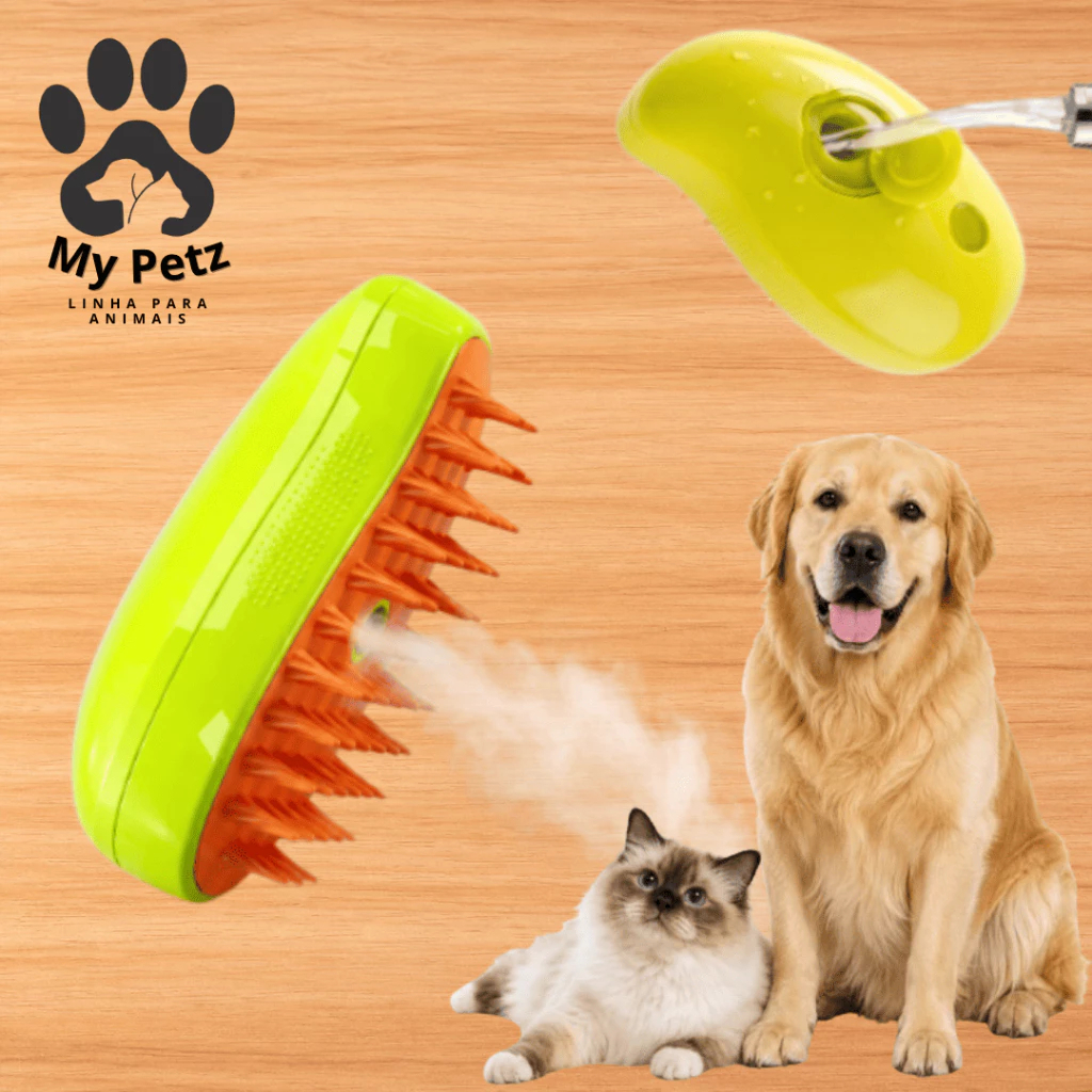 Escova A Vapor De Pêlos 3 Em 1 + Brinquedo Pet Para Gatos Cães, De Massagem em Animais De Estimação