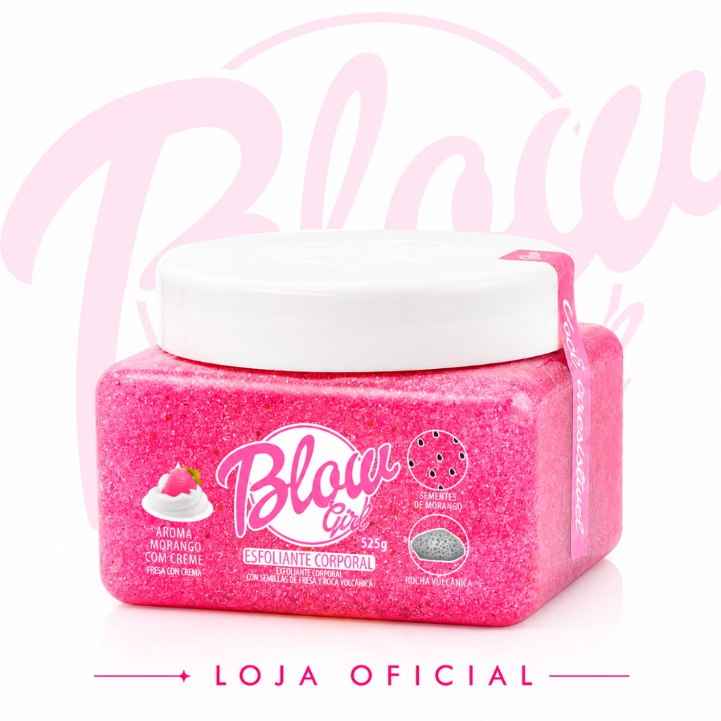 Esfoliante Corporal em Gel Blow Girl Morango com Creme Rocha Vulcânica e Efeito Glow 525g