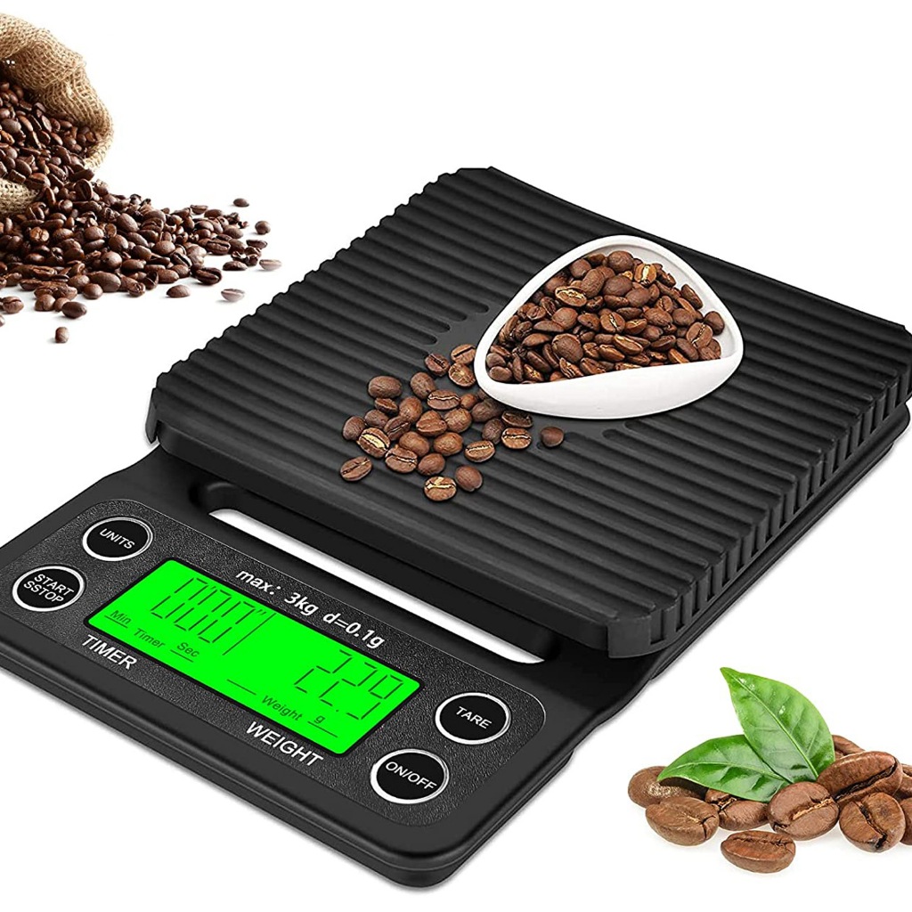 MEDOOSI Balança de Café Digital 0,1g com Temporizador LCD até 5kg - Alta Precisão para Cozinha, Café,Bistrô & Pâtisserie