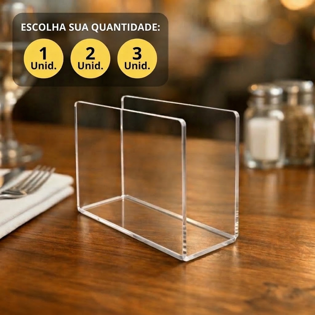Kit 1/2/3 Porta Guardanapos em Acrílico Cristal Decoração Para Mesa