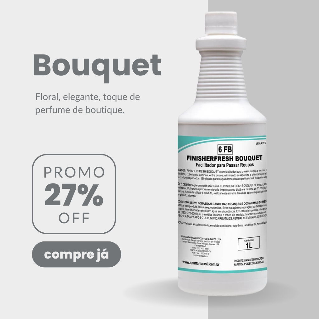 FINISHERFRESH BOUQUET 1L FACILITADOR DE PASSADORIA E CHEIRINHO DE CASA DE RICA E ODORIZANTE AMBIENTE
