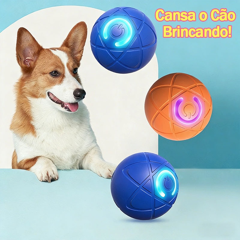 Bolinha Eletrônica Automática para Cachorro | Brinquedo Ativo Recarregável USB | Movimento Aleatório