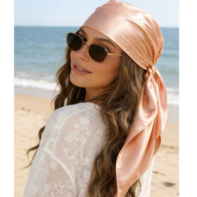 Lenço de Cetim  Para cabelos Lisos Cacheados Cachecol Gorro Bandana Pescoço 90x90cm