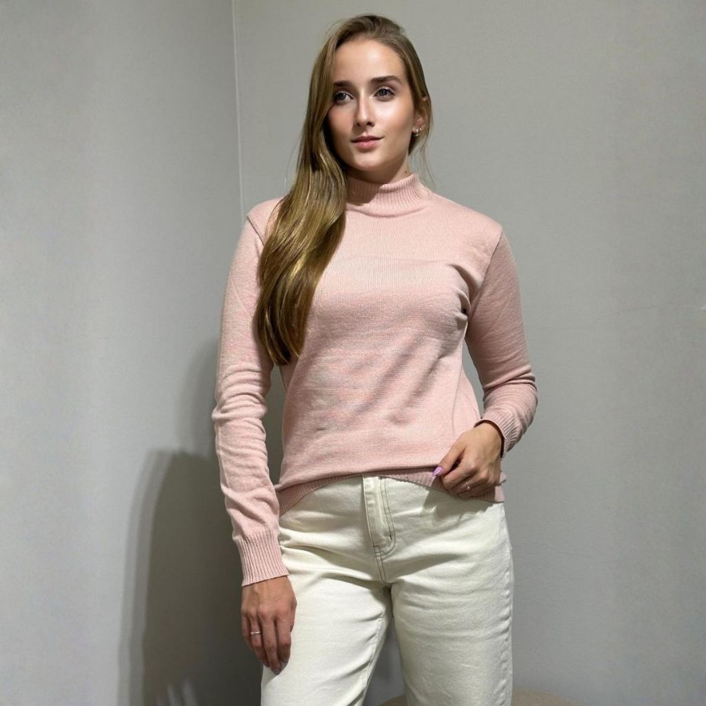 Blusa Tricot Confortável Blusinha DIa a Dia Feminina Manga Longa Gola Redonda Básica