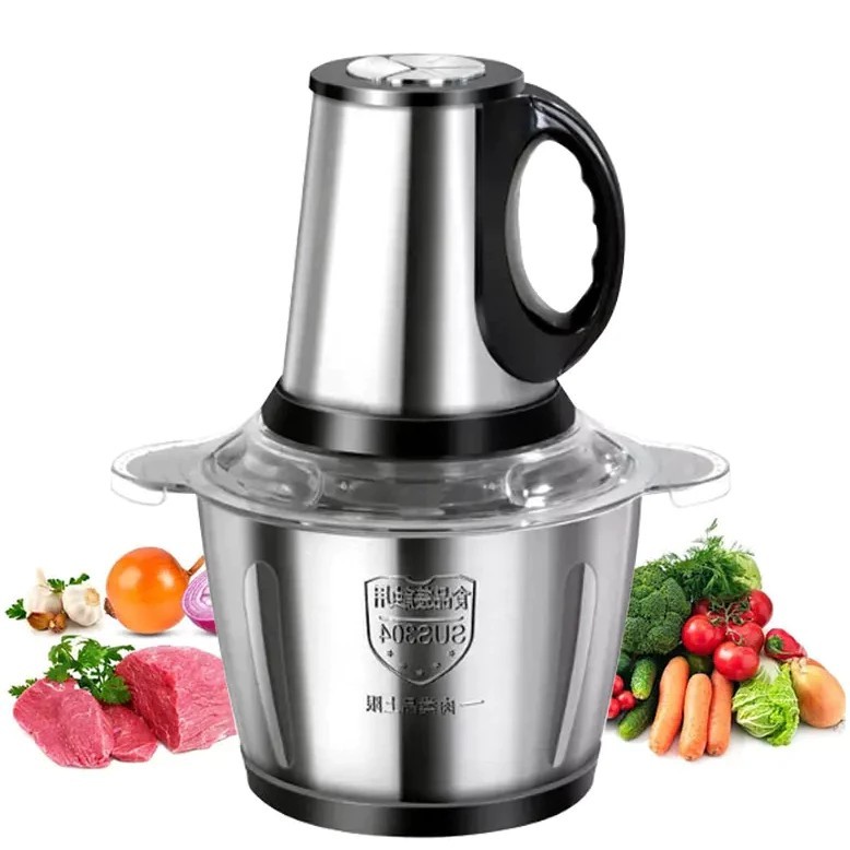 Processador 3L Potente | Moedor de Carne e Picador de Legumes e Temperos | Copo Inox | 110V/220V