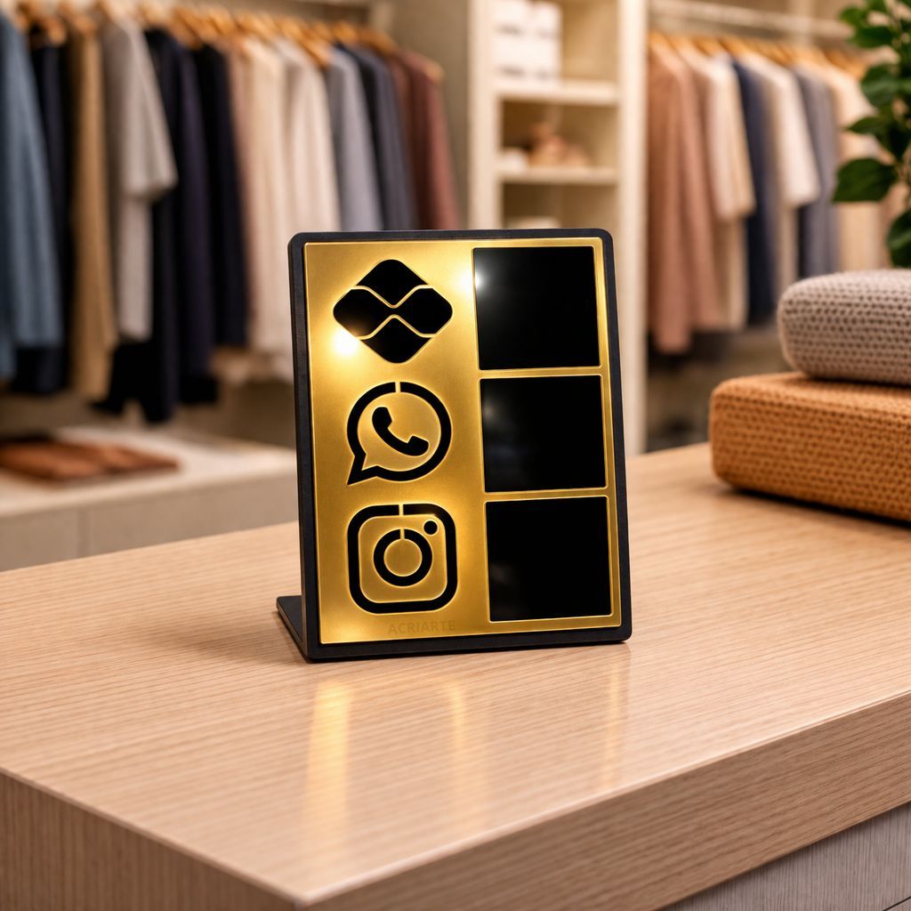 Placa Pix, Instagram e WhatsApp para Balcão - Display para Pagamento e Contato
