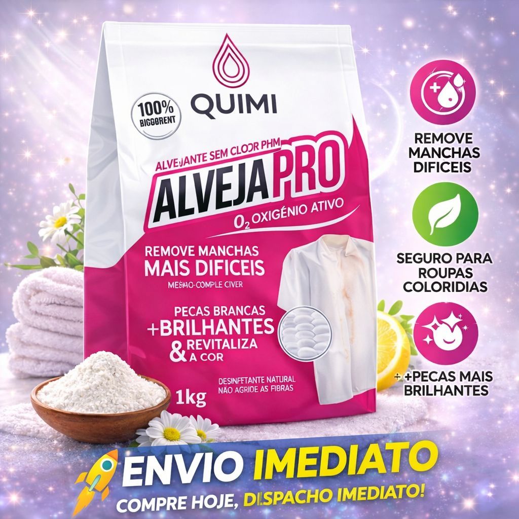 Tira Manchas Em Pó Alveja Pro Para Roupas Brancas 1 Kg