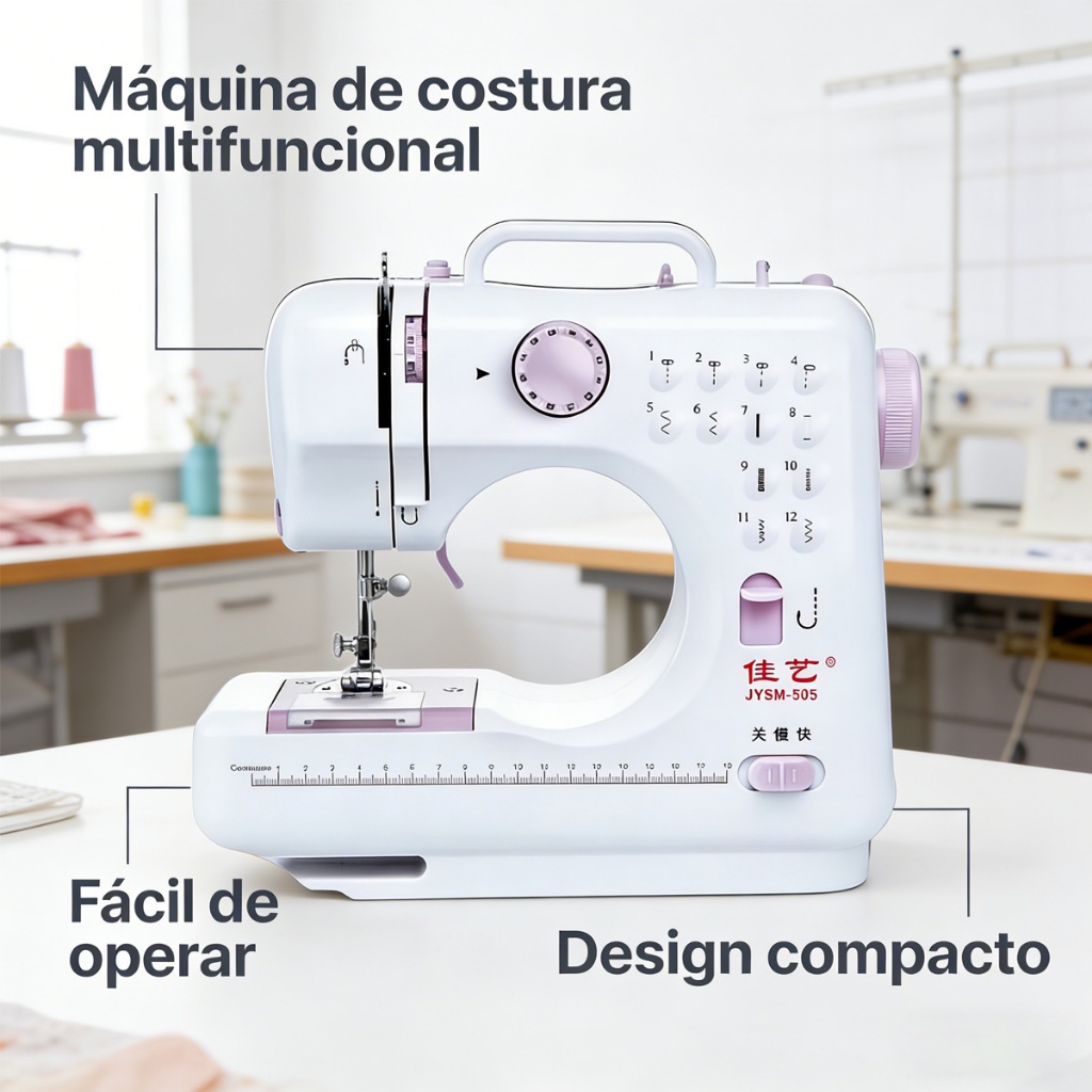 Mini Household Multifunctional Sewing Machine with 12 Stitches - Bivolt