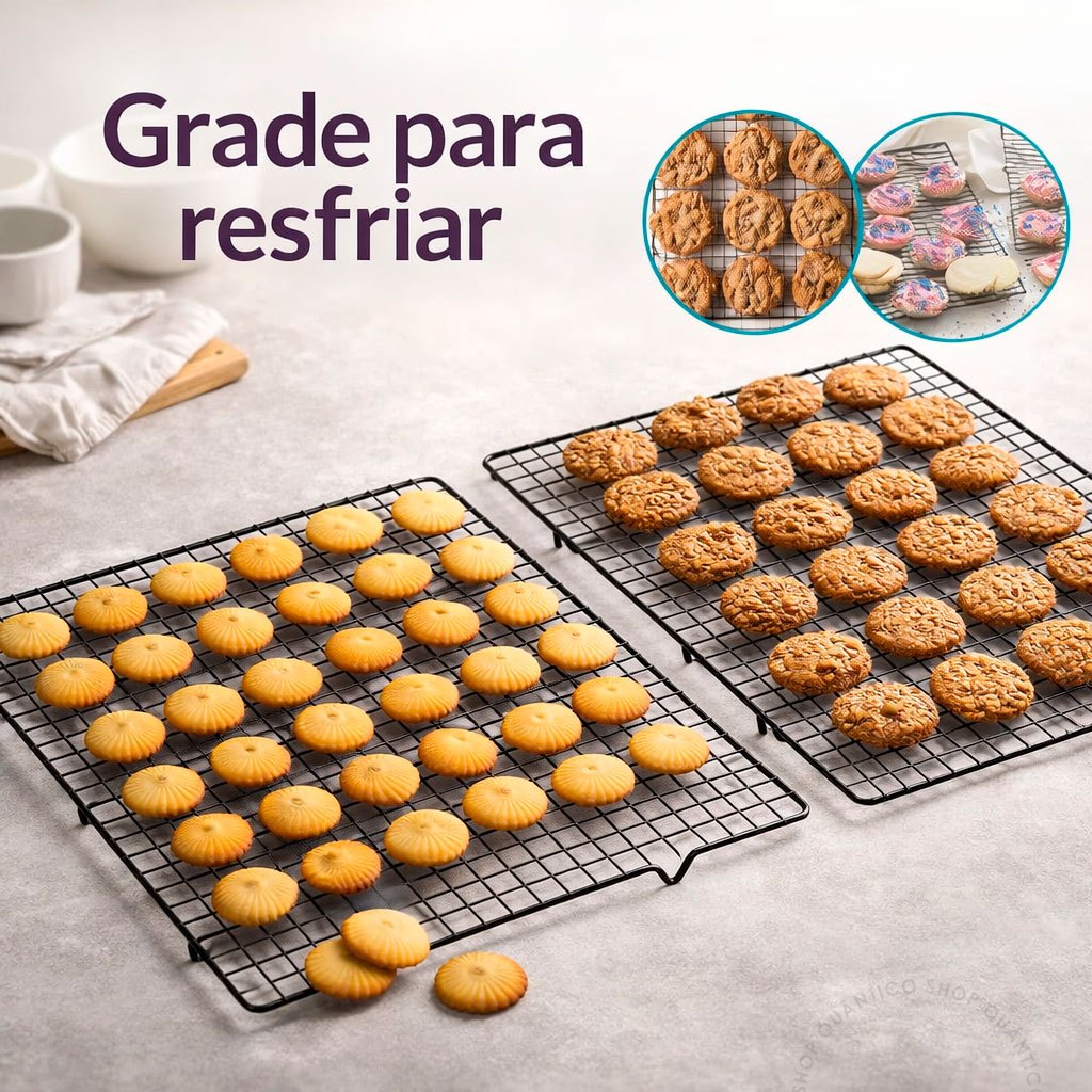 Grade Confeitaria 1 ou 2 Para Resfriar Alimentos Grelha Bolos Cake Doces Biscoito Pão Antiaderente