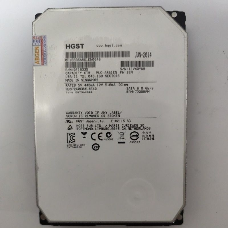 HD 6TB HGST HUS726060ALA640 | 3.5” SATA PC | OEM | Testado | NF + Garantia