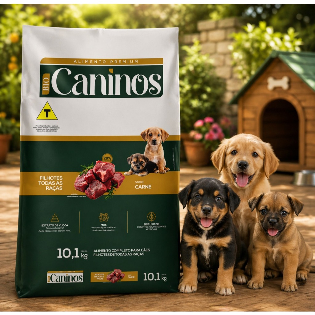 Ração Para Cachorro Filhote 10kg Caninos Todas Raças Sabor Carne