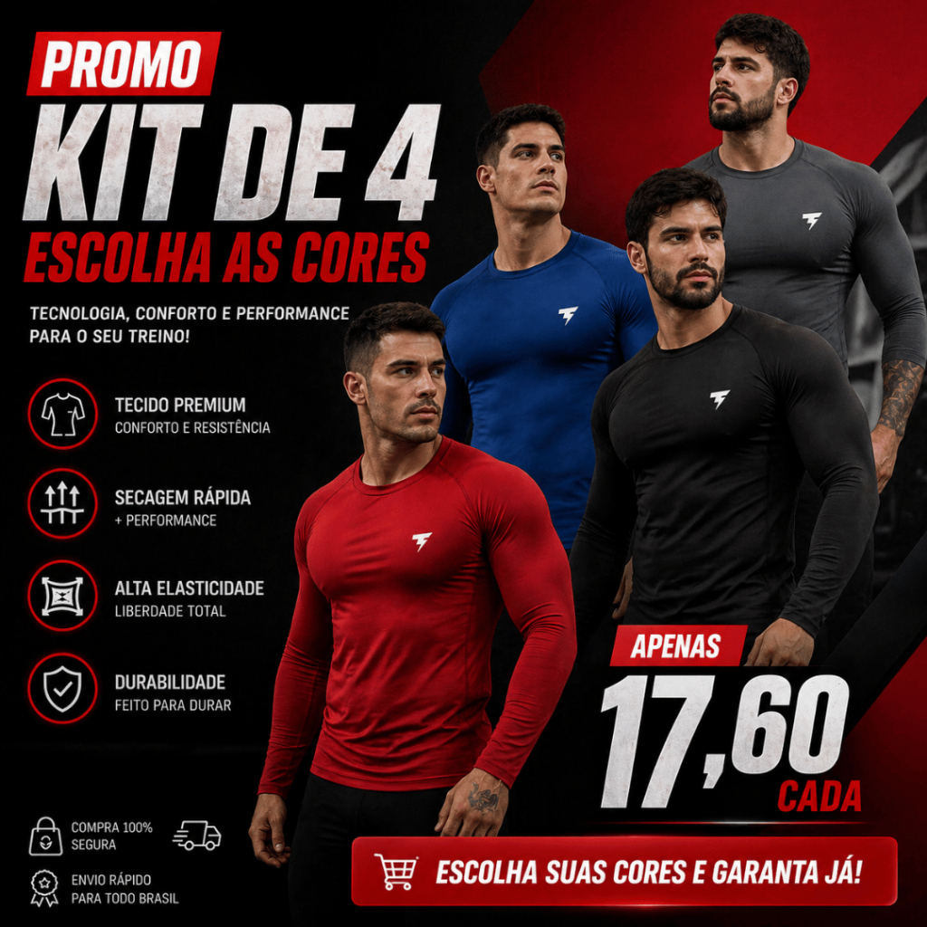 4 Camisa Térmica Proteção Uv 50+ Segunda Pele Camiseta Blusa Malha Fria Unissex Academia Manga Longa