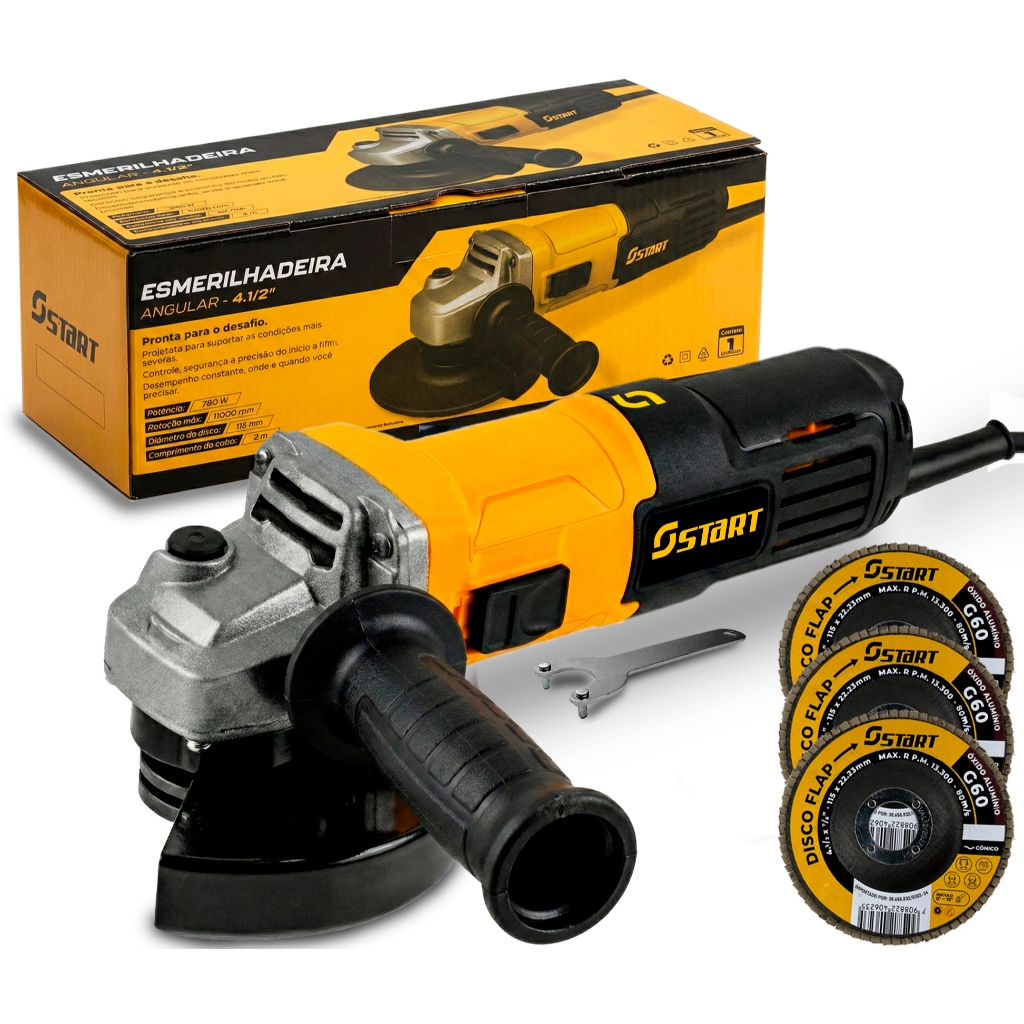 Esmerilhadeira Lixadeira Angular 4.1/2 Profissional 780w Com 3 Discos