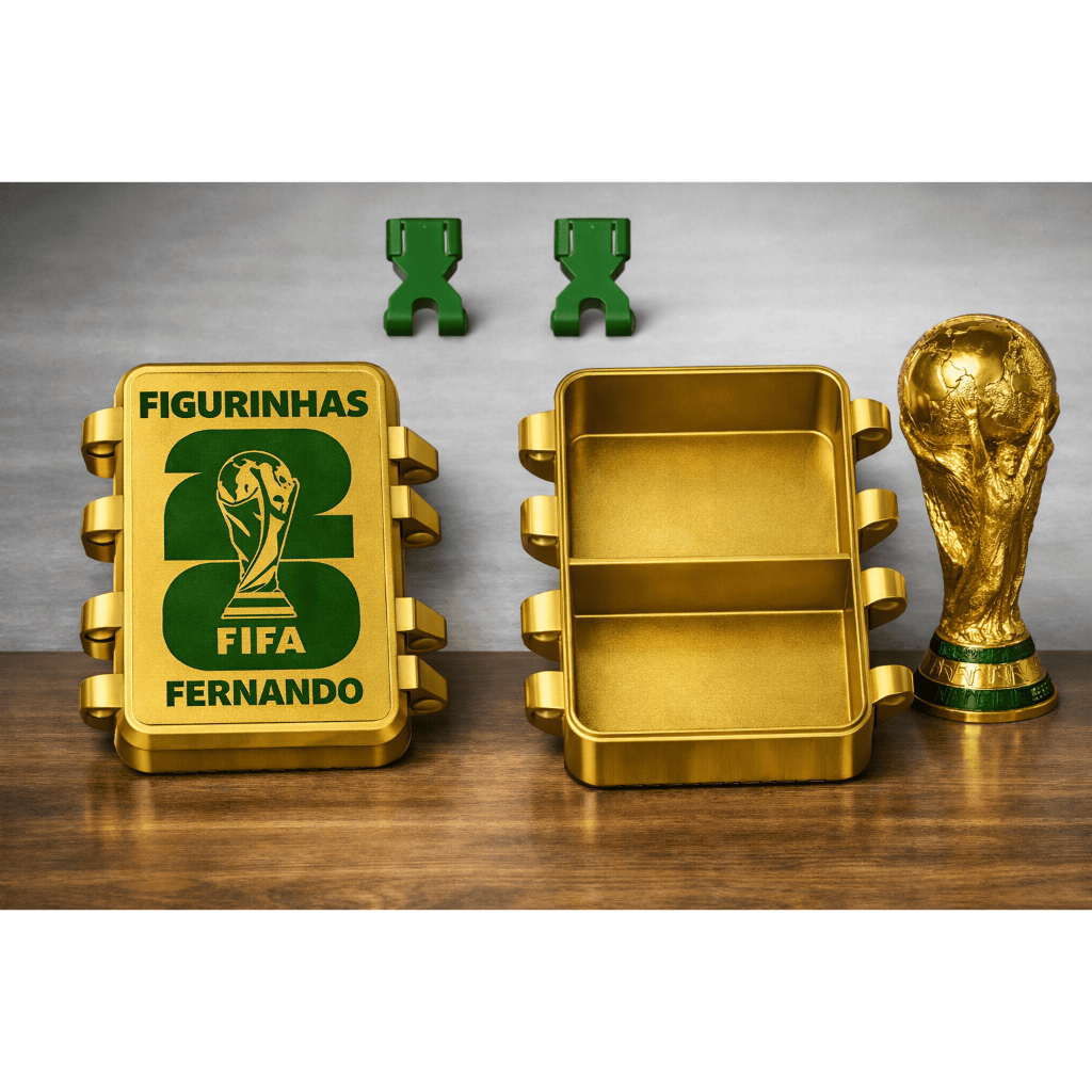 Caixa para Figurinhas da Copa do Mundo 2026 – Impressão 3D em PLA+ Personalizada – Capacidade 500un