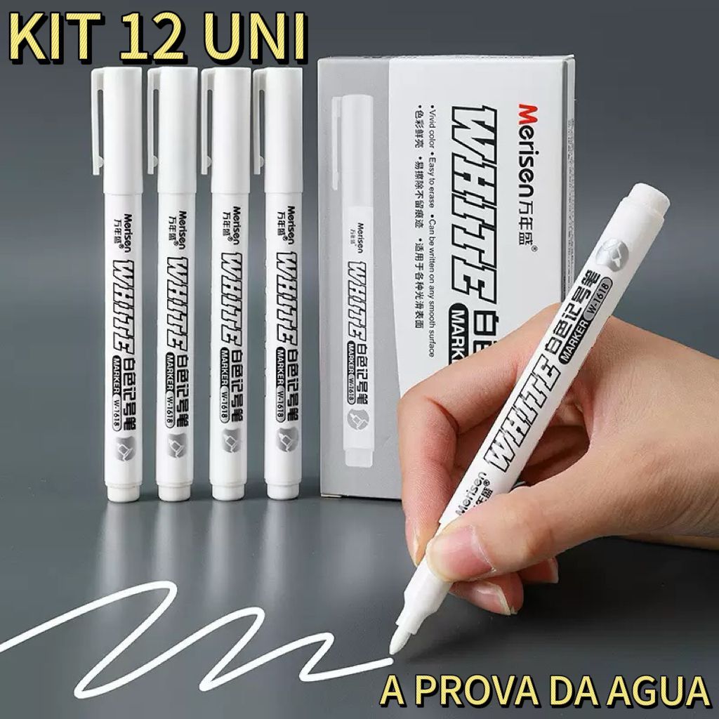 12 PÇS Caneta Branca pinta pneu Permanente Marcadora A Prova D'água - Retoque Laterais Tenis Reparos