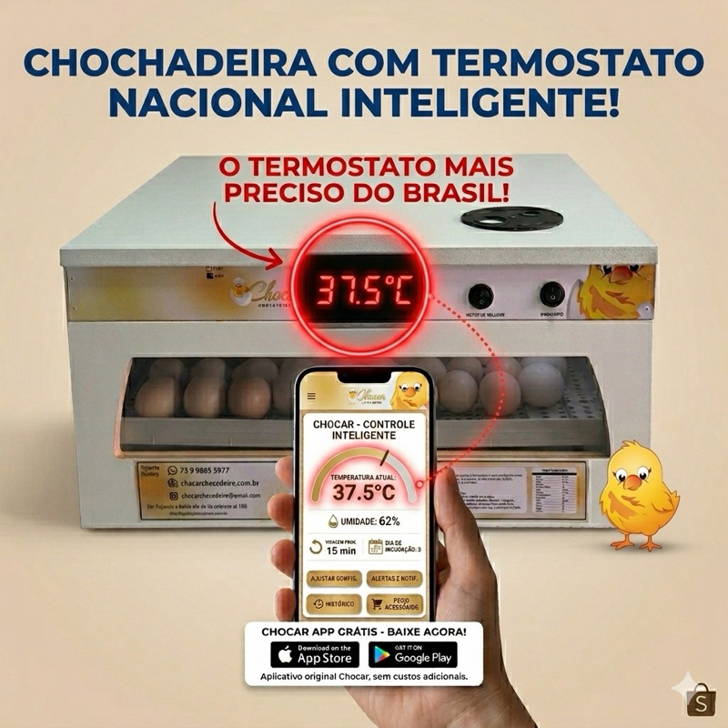 Chocadeira Automática 56 Ovos de Galinha + Ovoscópio