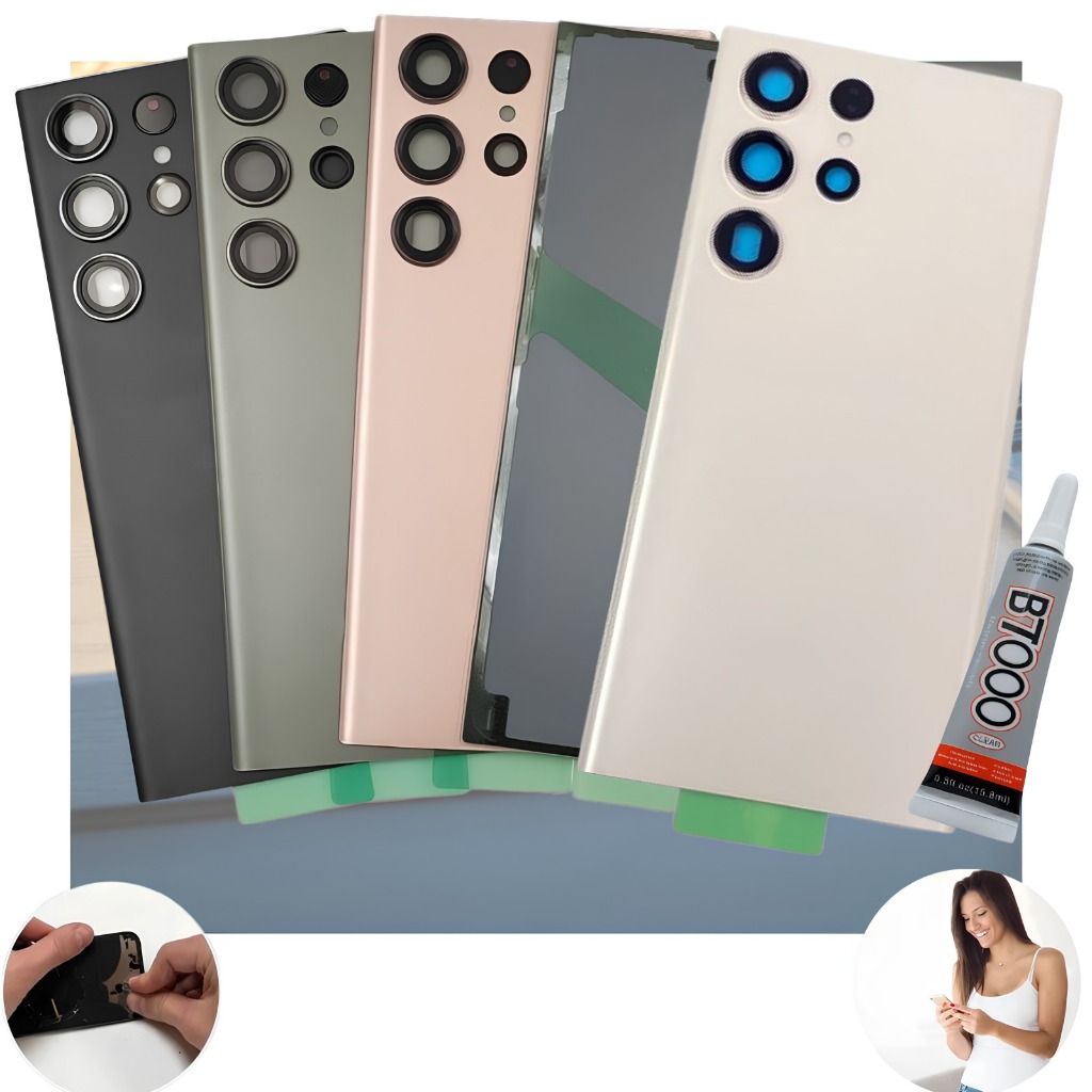 Tampa Traseira De Vidro Compatível Com Galaxy S23 Ultra Sm-s908 Completa + Cola B7000 Para Vedação