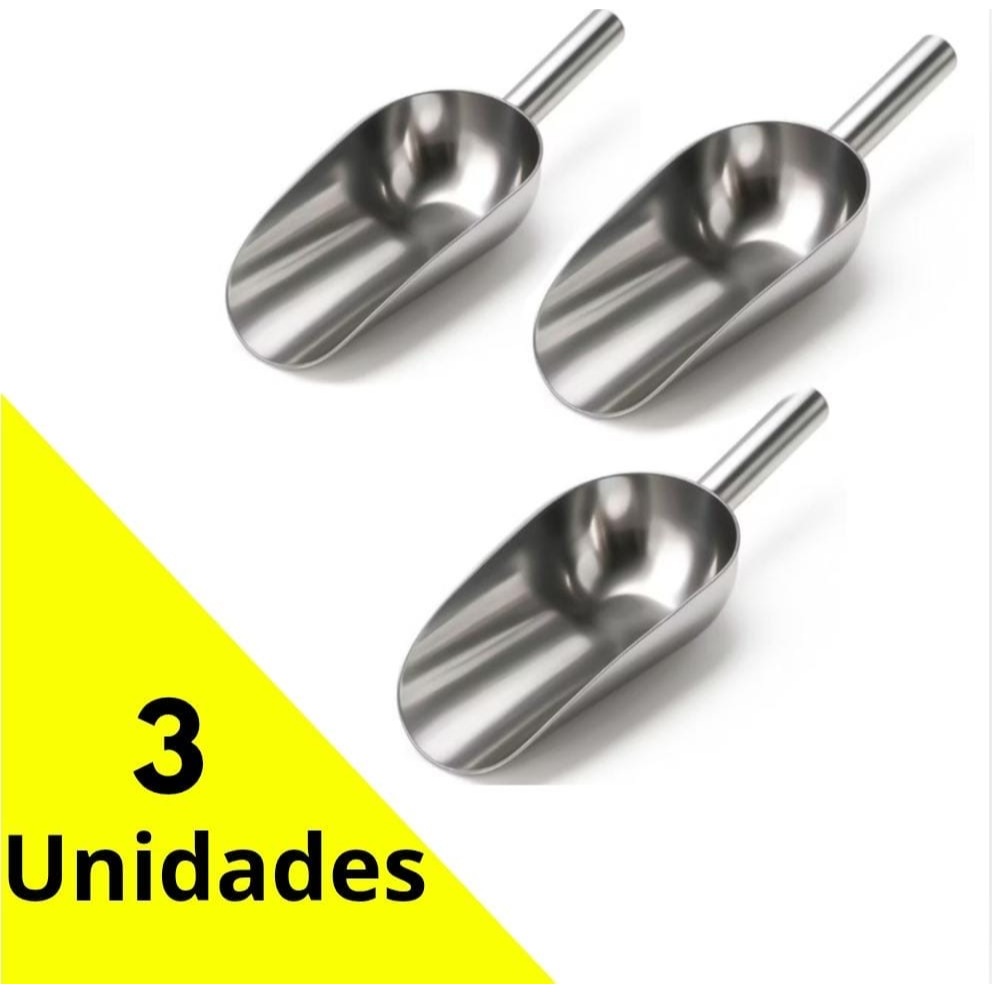 Pá Inox Multiuso Cozinha – Pegador de Cereais, Ração e Gelo em Aço Inoxidável Resistente