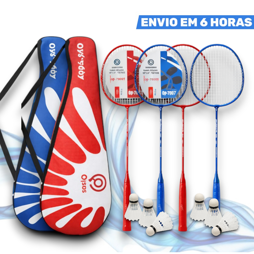 Jogo De Badminton Completo Com 2 Raquetes 3 Petecas E Bolsa