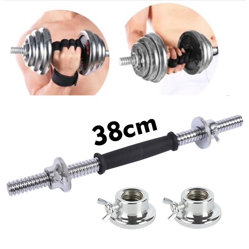 Barra Halter Inox 38cm Maciça Com Porcas Antiderrapante (Sem Anilha)