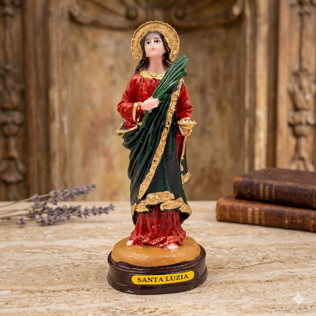 Imagem Santa Luzia 15cm Resina Estatueta Religiosa Para Altar Decoração Católica Presente Devoção Artesanal Pintada A Mã