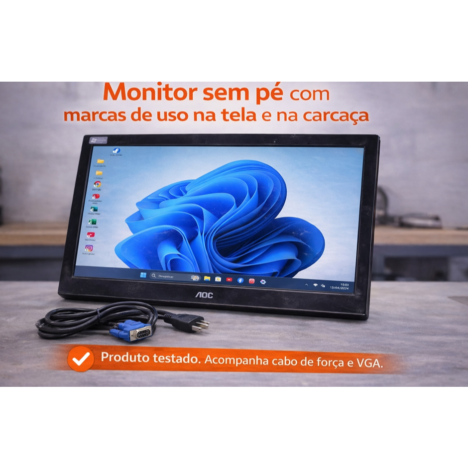 Monitor 20" 19" 17" 16" 15" Wide screen e Quadrado, sem pé e com detalhes LEIA O ANUNCIO